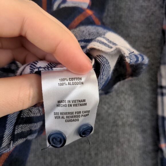 Woolrich Mens Button-Up Shirt Blue Plaid Medium Long Sleeve Chest Pockets - Picture 9 of 12